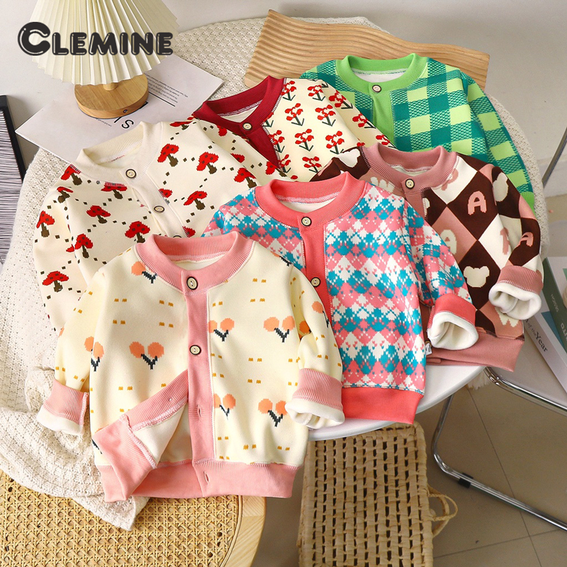 Clemine เสื้อโค้ทถักสำหรับเด็กรุ่นใหม่สำหรับฤดูใบไม้ร่วงและฤดูหนาวเสื้อสเวตเตอร์ถักสำหรับเด็กผู้ชายและเด็กผู้หญิงเสื้อสเวตเตอร์ตัวนอกหนาพิเศษ