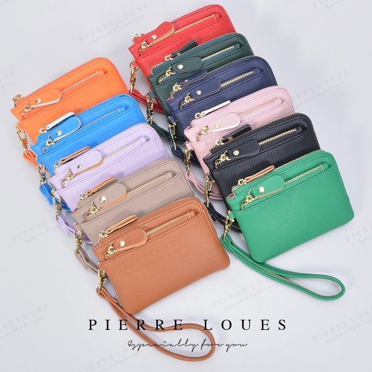 พร้อมส่ง!!! กระเป๋าสตางค์ผู้หญิงมีสายคล้องหลายช่องซิปหนังนิ่ม