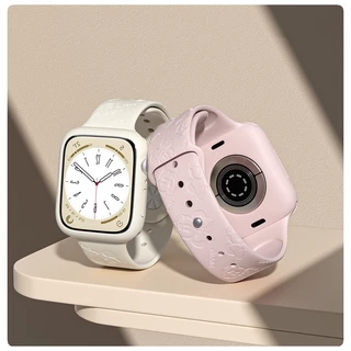 3d Imprint สายซิลิโคน + กรณีสําหรับ Apple Watch สาย Series11,10 9 8 7 6 5 4 3 2 1,SE,Ultra Shell ขนาด 41 มม.45 มม.40 มม.44 มม.46 มม.42 มม.44 มม.i สายนาฬิกาและ i สายนาฬิกา i สายนาฬิกาและ i สายนาฬิกา