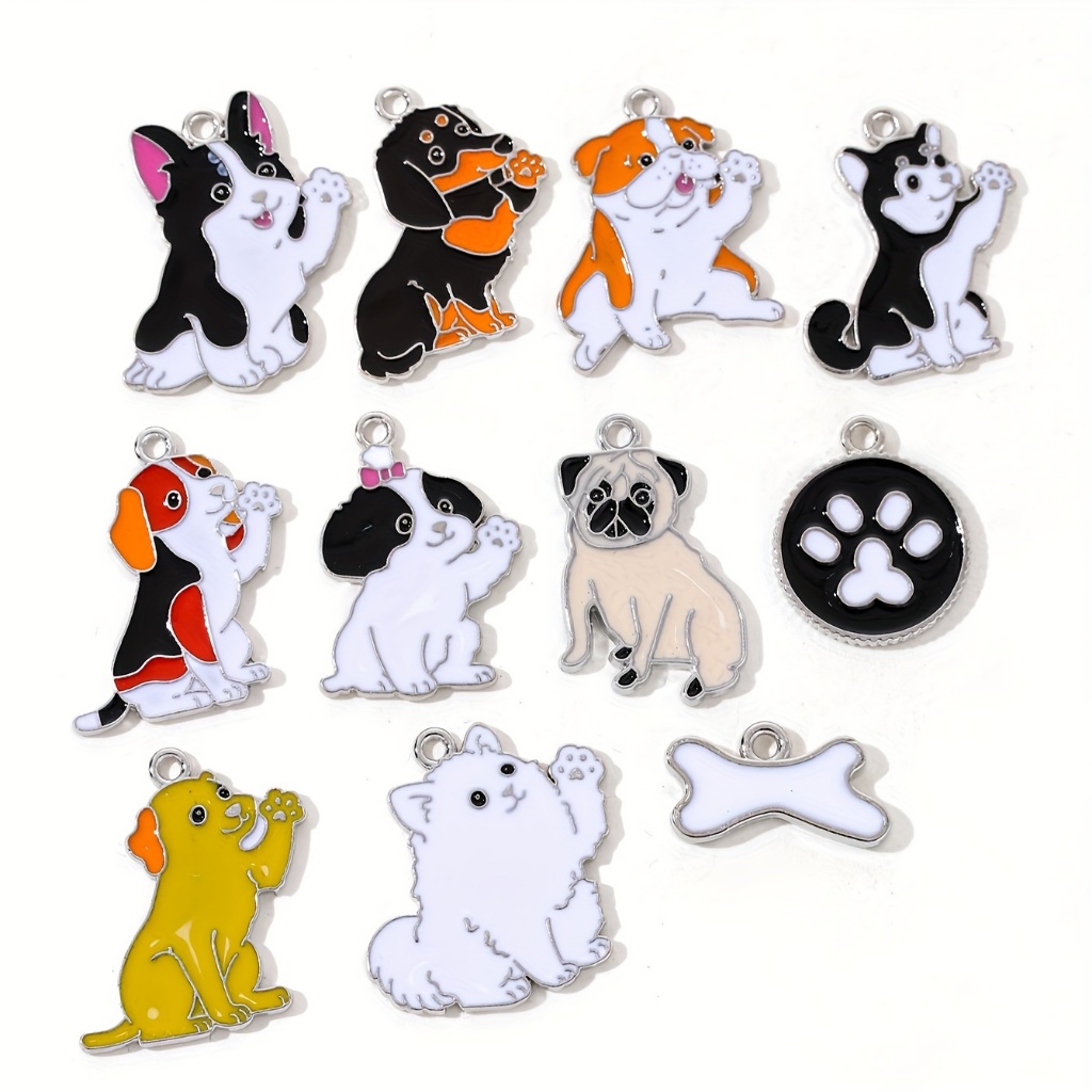 10pcs น่ารักสุนัขกระดูก Paw เคลือบน่ารักสัตว์เลี้ยงสัตว์จี้สําหรับเครื่องประดับทําด้วยมือของขวัญ