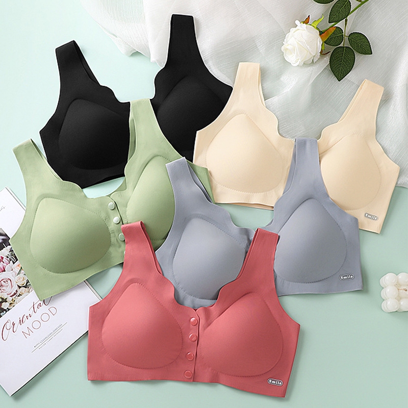 WECHERY เซ็กซี่ด้านหน้าหัวเข็มขัดไร้สาย Push Up Bra ผู้หญิงนุ่มไม่มีรอยต่อ Plus ขนาดชุดชั้นใน
