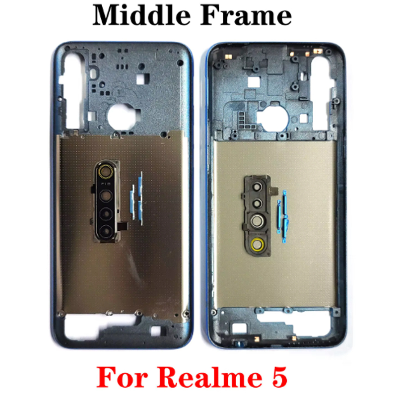 ใหม่แบตเตอรี่ฝาหลัง + กรอบกลางสําหรับ Realme 5 6 7 8 6i 7i 8i Pro 4G 5G ประตูกรณีพร้อมเลนส์กล้อง - รูปที่ 7