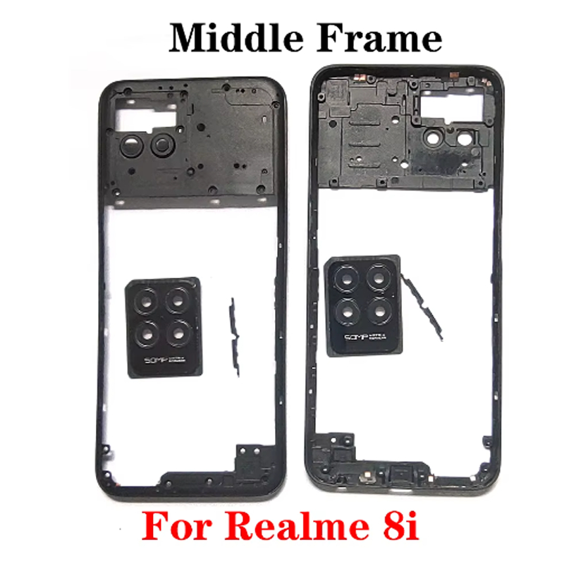 ใหม่แบตเตอรี่ฝาหลัง + กรอบกลางสําหรับ Realme 5 6 7 8 6i 7i 8i Pro 4G 5G ประตูกรณีพร้อมเลนส์กล้อง - รูปที่ 5