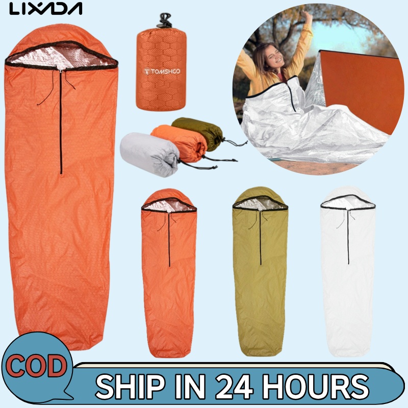 LIXADA [ลิดา ห้างสรรพสินค้า] ถุงนอนฉุกเฉินน้ําหนักเบากันน้ําความร้อนสะท้อนแสงถุงนอนความร้อนสําหรับการผจญภัยกลางแจ้งตั้งแคมป์เดินป่า