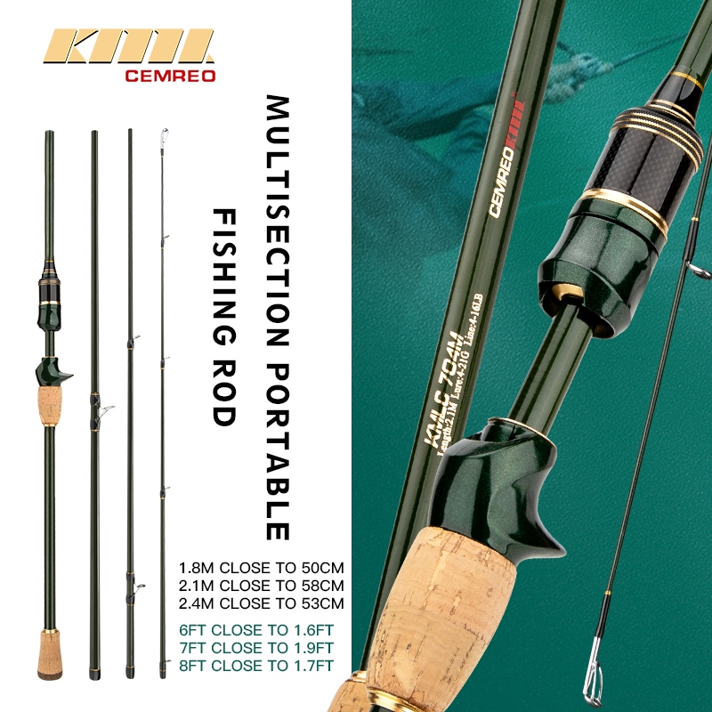 Cemreo Travel Rod 1.8/2.1/2.4m เบ็ดตกปลาแบบพกพา 4-5 ส่วนประเภทปั่นและหล่อแท่งพกพารุ่น MACARS