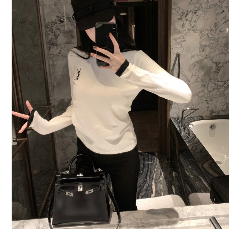 Sl 2024 NEW WOMEN COLLAR LONG-SLEEVED T-SHIRT IN COTTON