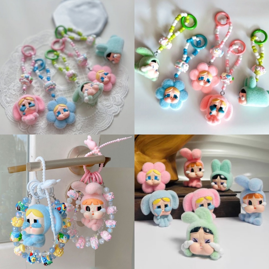 อุปกรณ์เครื่องประดับ Flocking Mini Crybaby ตุ๊กตาตกแต่งจี้ตกแต่งของเล่นนิ้วมือ DIY Creative มัลติฟังก์ชั่นของขวัญน่ารักการ์ตูน