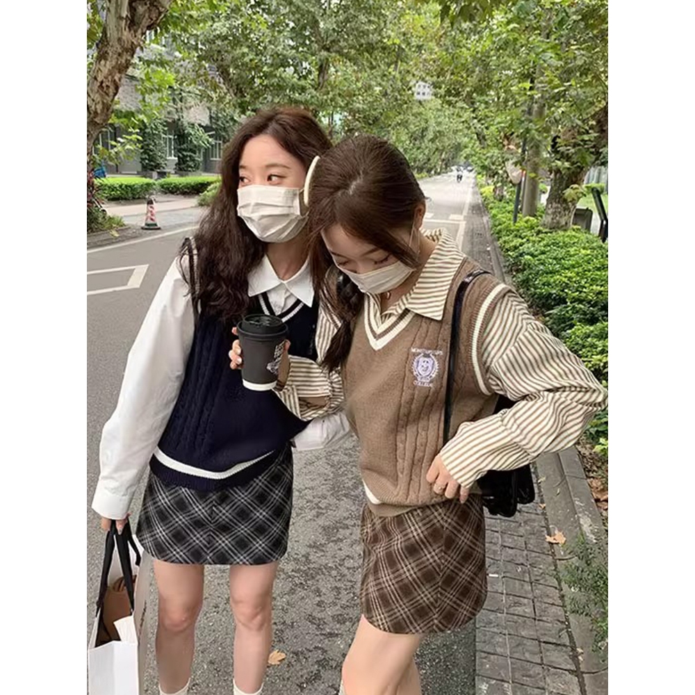 NZN ย้อนยุคสไตล์อเมริกันกระโหลกสไตล์ถักเสื้อกั๊กด้านนอกขนสัตว์คอวีเสื้อกั๊กแขนกุดด้านบน