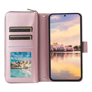 SAMSUNG หรูหราสําหรับSamsung Galaxy A17 A07 A06 A55 A35 A16 A26 A54 A34 A25 A15 A53 A33 A73 A23 5G A24 4Gซิปกระเป๋าสตางค์หนังPUช่องเสียบการ์ดผิวป้องกันพลิกกรณี