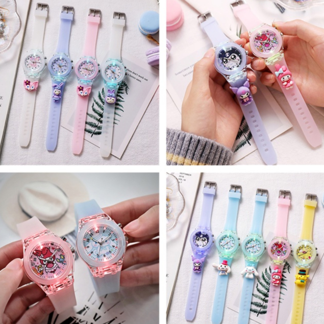 นาฬิกาข้อมืออิเล็กทรอนิกส์ สายซิลิโคน ลายการ์ตูน Sanrio น่ารัก สีสันสดใส สําหรับเด็ก