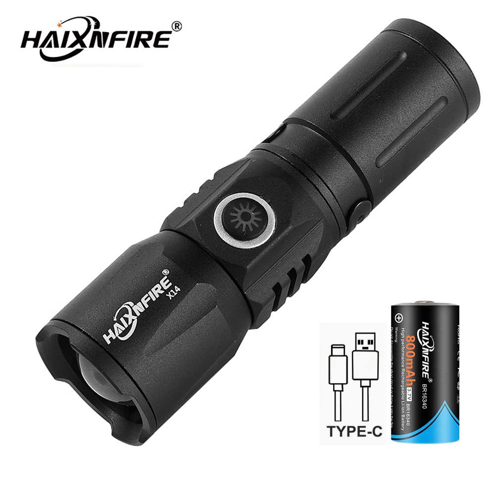 Haixnfire X14 ซูมไฟฉายขนาดเล็ก Type-C ไฟฉายตั้งแคมป์กลางแจ้งแบบชาร์จไฟได้