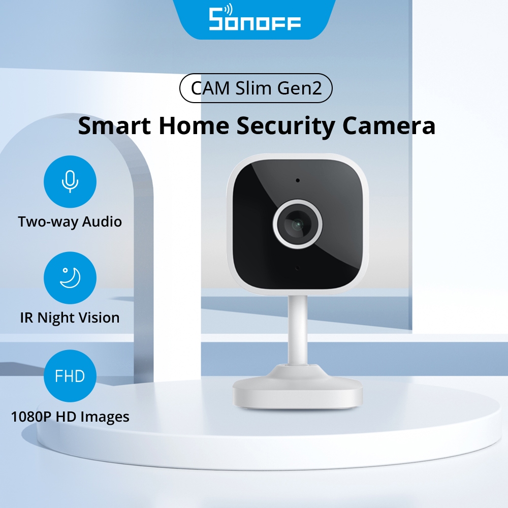 Sonoff CAM Slim Gen2 กล้องรักษาความปลอดภัยบ้านอัจฉริยะ 1080HD กล้องตรวจจับมนุษย์ Hibernation การควบคุมเสียงสองทางผ่าน Google Alexa