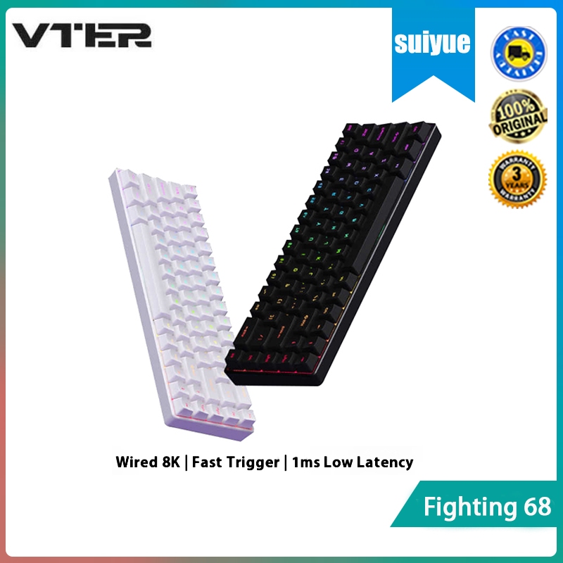Vter Fighting 68 คีย์บอร์ดเชิงกล esports แกนแม่เหล็กแบบมีสาย, อัตราคืน 8k, RT0.08, ทริกเกอร์เร็ว, รองรับ snap tap แป้นพิมพ์แบบถอดเปลี่ยนได้แบบ dual key hot