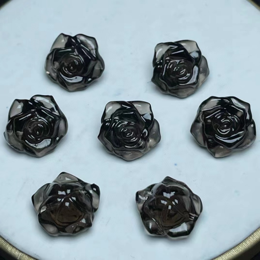 ธรรมชาติน้ําแข็ง Obsidian Rose แกะสลักชิ้นน่ารักเครื่องประดับ diy อุปกรณ์เสริม Simple All-Match ของขวัญ