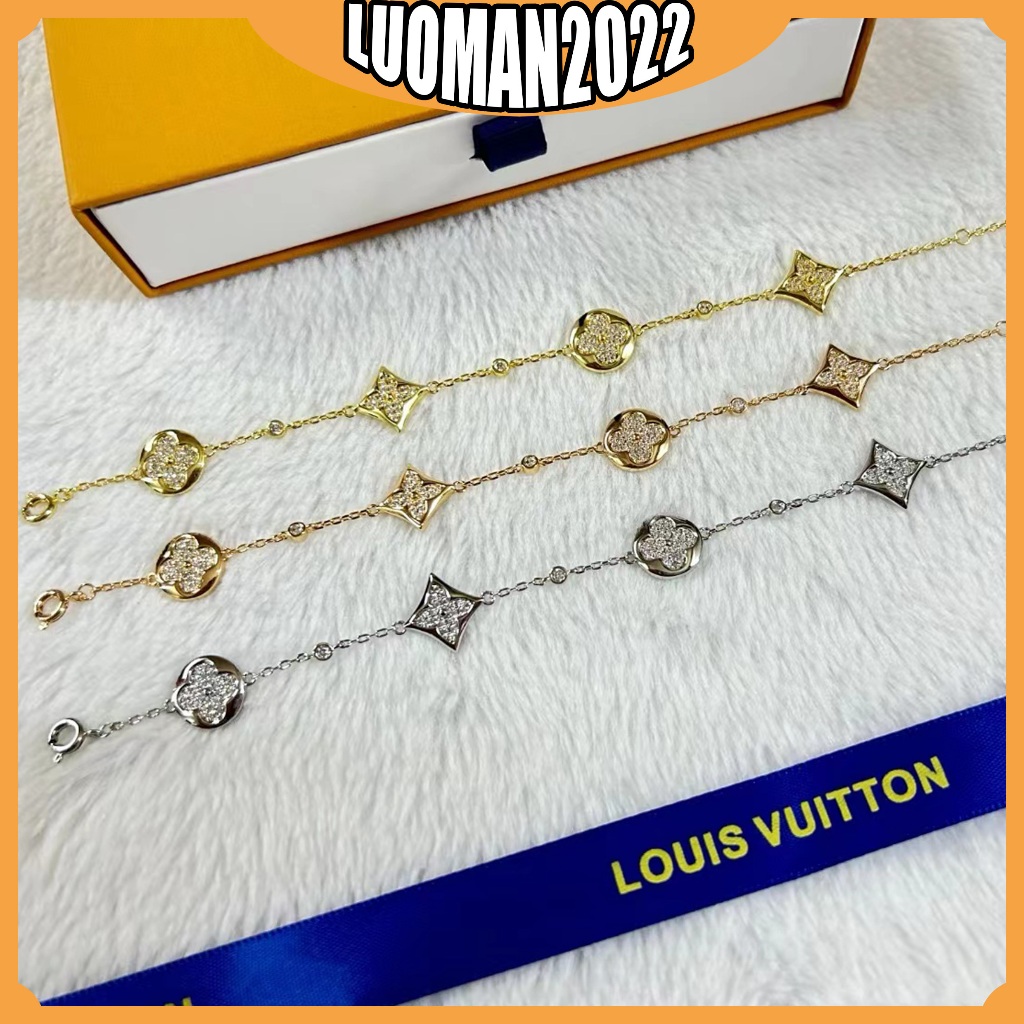 LV เลเวล แฟชั่นสี่ดอกไม้สร้อยข้อมือเพชรเต็ม