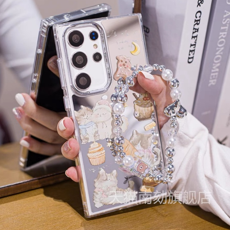 น่ารัก ลูกแมว ขนม โซ่แขวน เคส Samsung Galaxy S25 Ultra S24 Ultra S23 Ultra S22 Ultra S21Ultra S22 S2