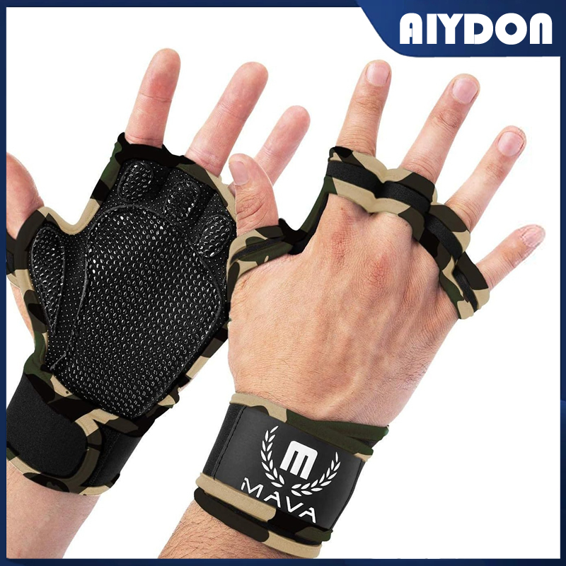AIYDON ถุงมือฟิตเนส เซฟข้อมือ ถุงมือออกกำลังกาย ถุงมือยกน้ำหนัก ช่วยรัดข้อมือ