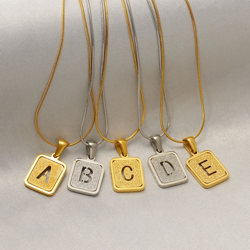 สแตนเลสไม่ซีดจาง 26 AZ จี้ตัวอักษร สร้อยคอกลวงส่วนบุคคลใหม่ - รูปที่ 4