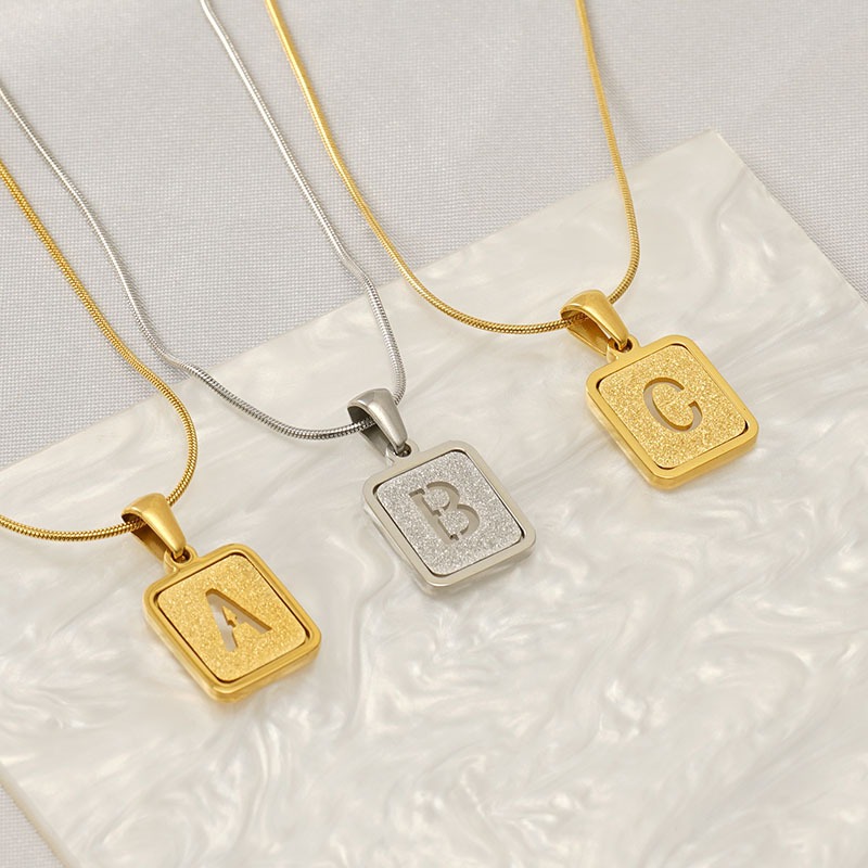 สแตนเลสไม่ซีดจาง 26 AZ จี้ตัวอักษร สร้อยคอกลวงส่วนบุคคลใหม่ - รูปที่ 5