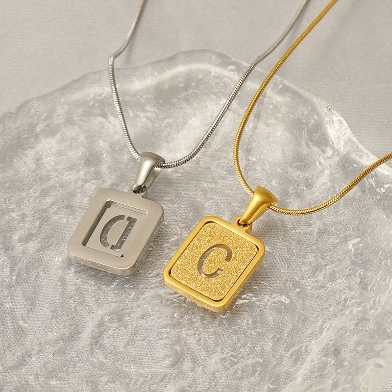 สแตนเลสไม่ซีดจาง 26 AZ จี้ตัวอักษร สร้อยคอกลวงส่วนบุคคลใหม่ - รูปที่ 6