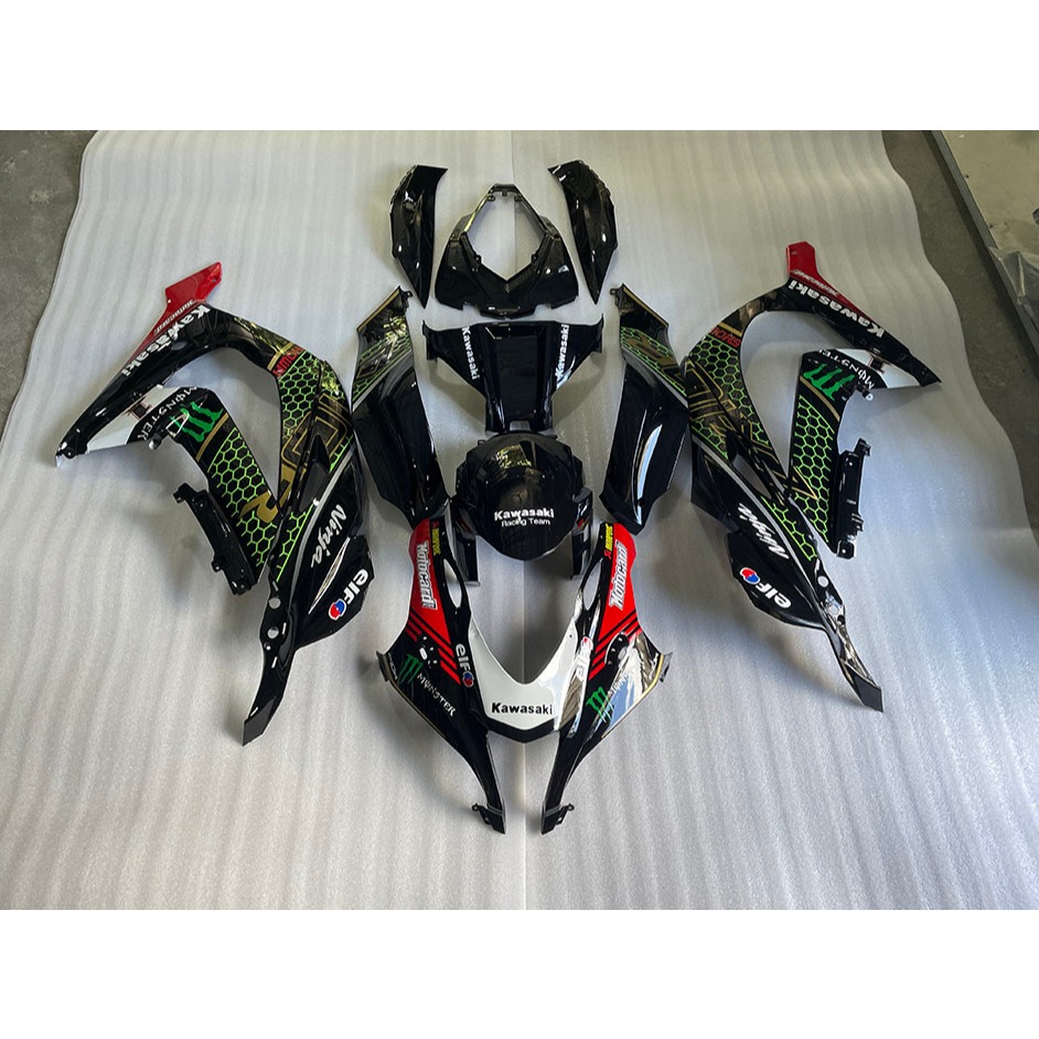 สีเขียวสีดํา Fairing Fit สําหรับ Kawasaki Ninja 2016-2020 ZX10R ZX-10R แม่พิมพ์ฉีดพลาสติก ABS หลังการขาย Bodywork Bodyframe 2017 2018 2019