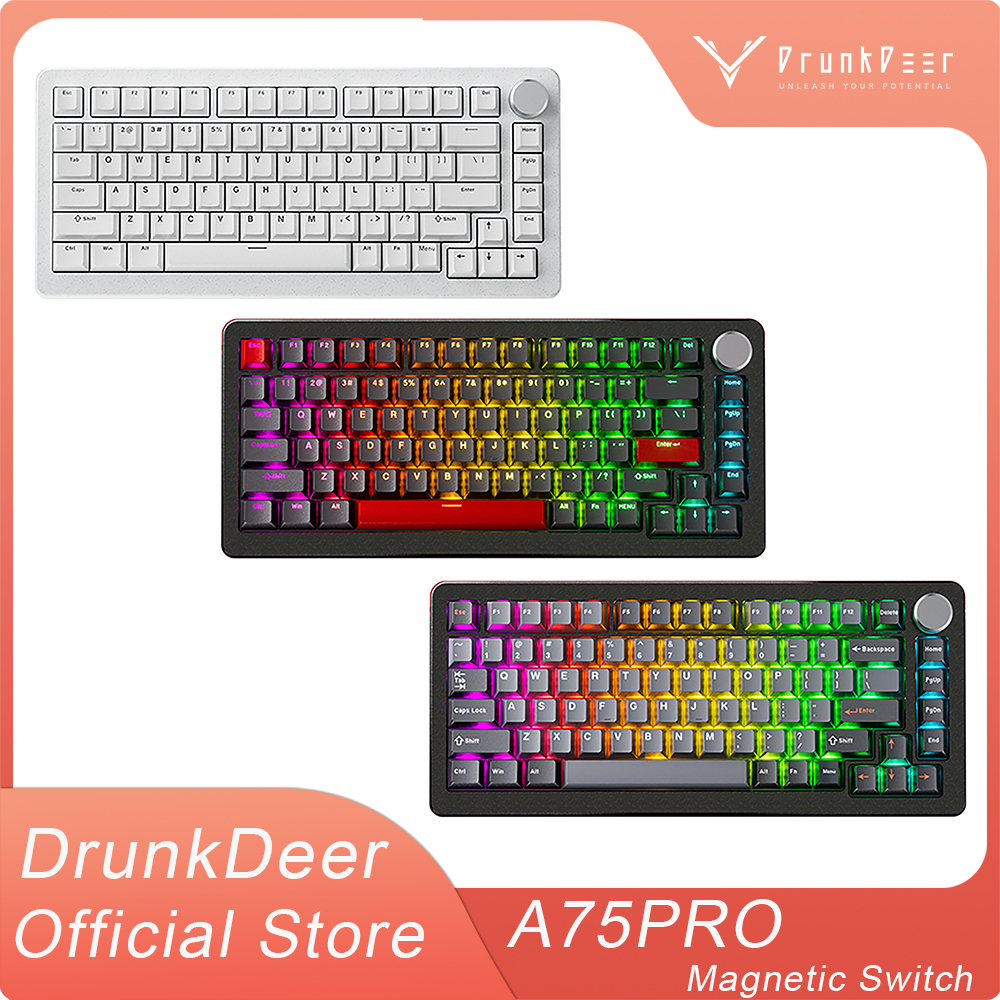 DrunkDeer A75Pro HE Rapid Trigger Gaming Keyboard, สวิตช์แม่เหล็ก 75% TKL, 82 คีย์