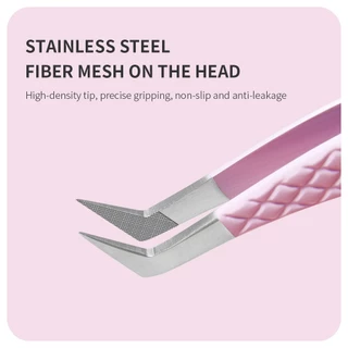 Annafris fiber Tip Lash แหนบสแตนเลส Eyelash Extension แหนบเส้นใยที่แม่นยํา Anti-slip Tweezer เครื่องมือแต่งหน้า
