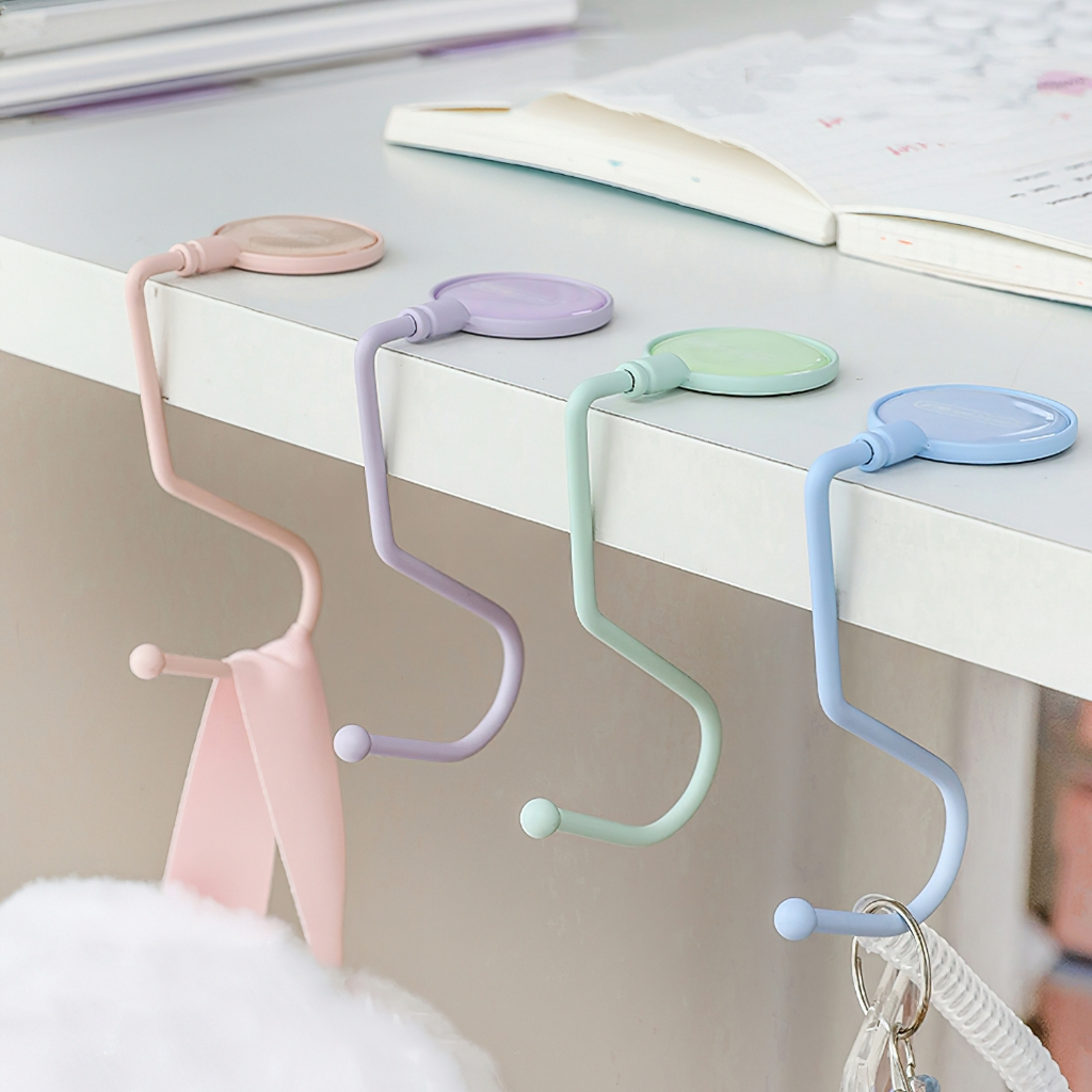 Penlab Morandi สีกระเป๋าแขวนแบบพกพาพับ Heavy Duty ตารางด้านข้างกระเป๋า Hooks กระเป๋าถือผู้ถือโต๊ะ Organizer C7745