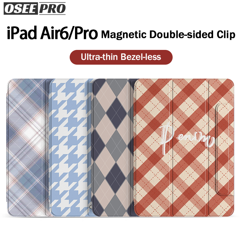 Osee pro เคส iPad ลายสก๊อตซีรีส์เคสปลุกอัจฉริยะแม่เหล็กไร้ขอบสําหรับ iPad M2/M3 Air 11''（2024/2025）Pro 7 13 นิ้ว ไอแพดโปร 11（2020/2021/2022）pro 4 5 6 12.9 นิ้ว Air 13 นิ้ว ipad air 4 case เคสไอแพด air 5(2020/2022) เคสไอแพด gen10 gen11 mini 6 7 กรณีสมาร์ท
