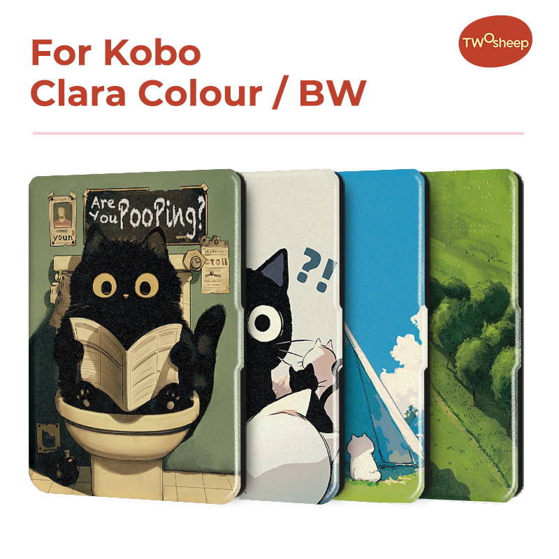 Twosheep สําหรับ Kobo Clara Colour BW ฝาครอบป้องกัน 6 นิ้ว Auto Sleep Wake function E-book Case พร้อมลวดลายทาสี
