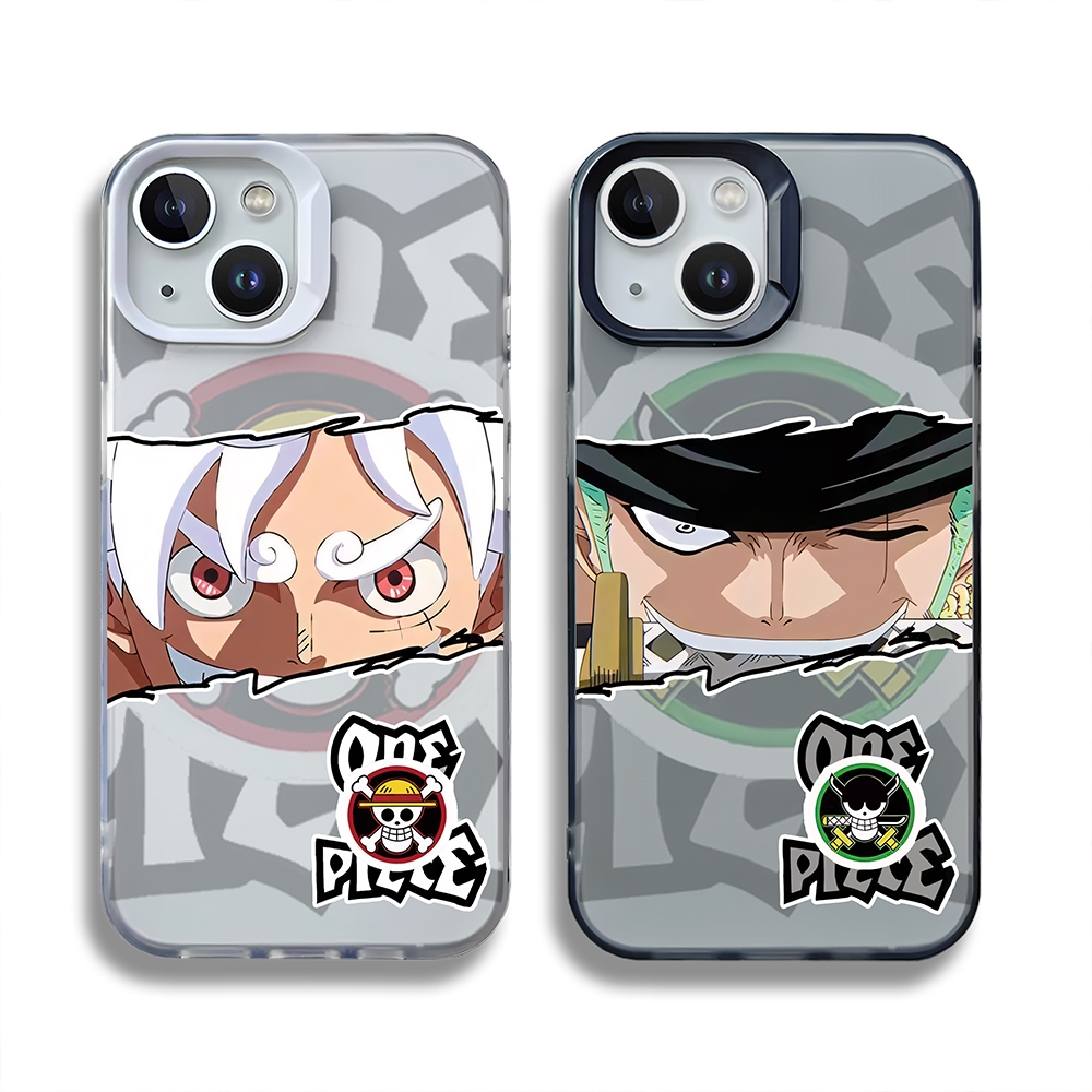 สําหรับ iPhone 16 / 15 / 14 / 13 / 12 / 11 ProMax One Piece Luffy / Zoro Matte Plastic Soft Case สําหรับ iPhone 7 / 8 Plus / X / XR / Xs Max Casing