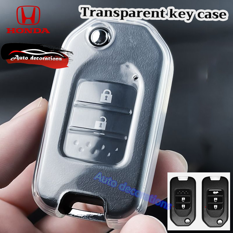 Honda JAZZ GK CIVIC FB เคสกุญแจรถ ปลอกกุญแจสไตล์โปร่งใส Honda CIVIC FB Honda JAZZ GK ปลอกกุญแจ พวงกุญแจฮอนด้า