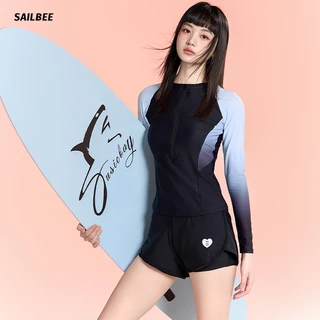 Sailbee ชุดว่ายน้ํากันแดดแขนยาวสําหรับผู้หญิงท่องชุดว่ายน้ําแห้งเร็วแมงกะพรุนชุดยิมนาสติกดําน้ําดูปะการัง N237