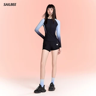 Sailbee ชุดว่ายน้ํากันแดดแขนยาวสําหรับผู้หญิงท่องชุดว่ายน้ําแห้งเร็วแมงกะพรุนชุดยิมนาสติกดําน้ําดูปะการัง N237