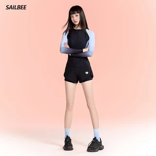 Sailbee ชุดว่ายน้ํากันแดดแขนยาวสําหรับผู้หญิงท่องชุดว่ายน้ําแห้งเร็วแมงกะพรุนชุดยิมนาสติกดําน้ําดูปะการัง N237