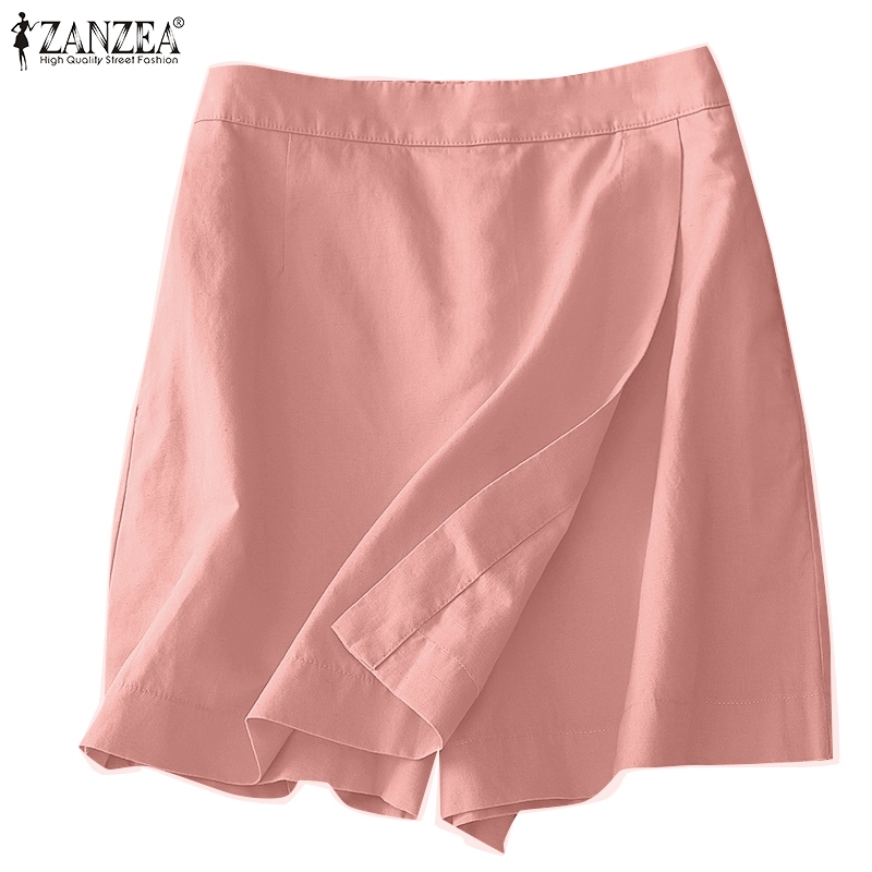 Zanzea กางเกงขาสั้นแฟชั่นสตรีลําลองยางยืด