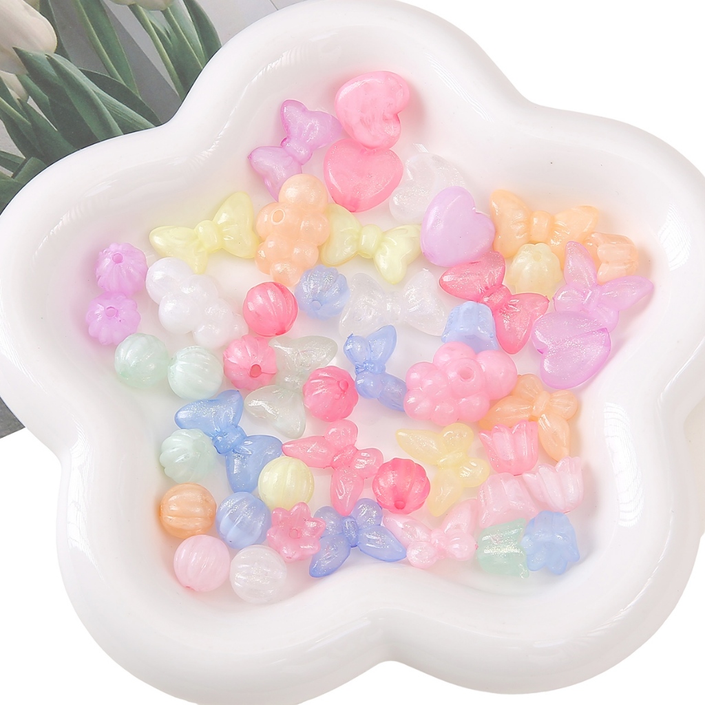 มุกเมฆสองสีอะคริลิก สีสันสดใส สำหรับทำเครื่องประดับ DIY สร้อยคอและสร้อยข้อมือ