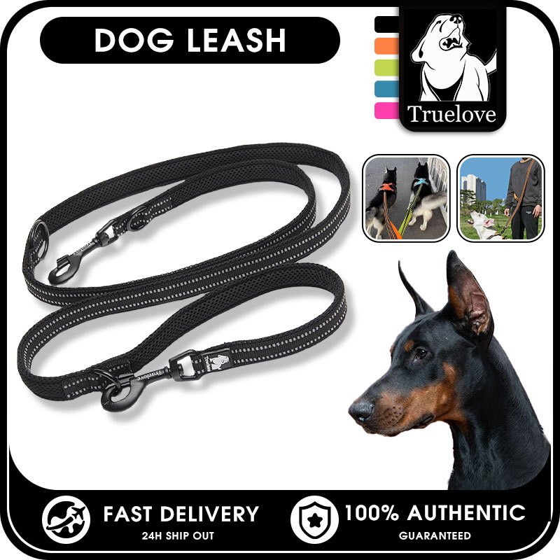TRUELOVE 7 In 1 Multi-Function ปรับสุนัขตะกั่วแฮนด์ฟรีสัตว์เลี้ยงการฝึกอบรม Leash สะท้อนแสงอเนกประสงค์สายจูงสุนัข Walk 2 สุนัข