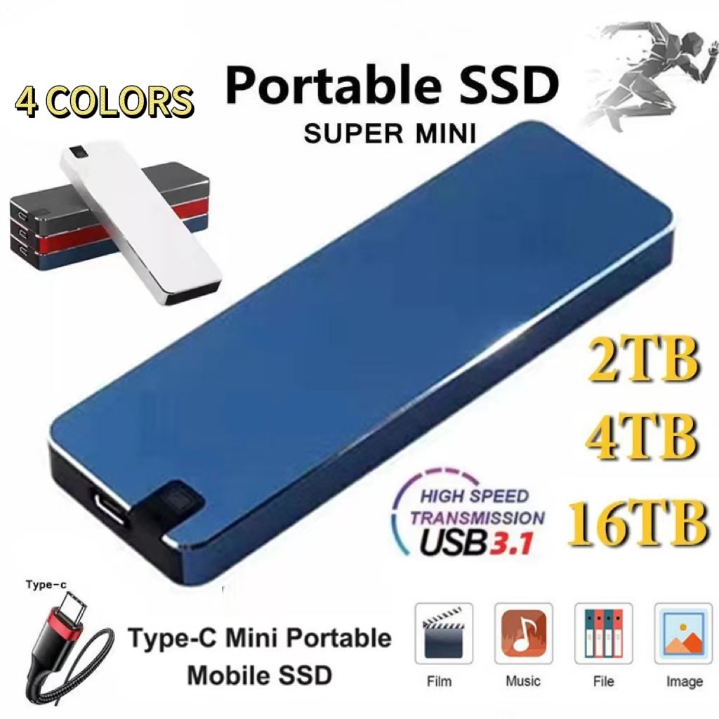 SSD แบบพกพา 1TB-10TB ความเร็วสูงภายนอก SSD 2TB ฮาร์ดไดรฟ์ภายนอกฮาร์ดดิสก์มือถือสําหรับแล็ปท็อป PC