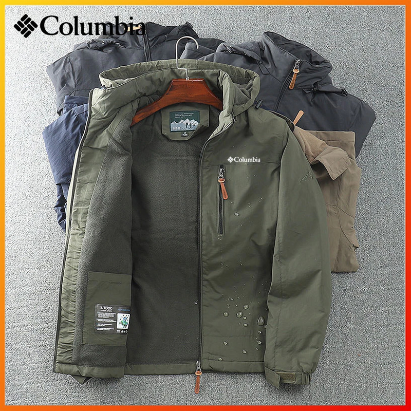 (M-5XL) 2024 Colum-bia เสื้อแจ็คเก็ตกันลมแบบหนากลางแจ้งกันน้ําสําหรับผู้ชาย - ปีนเขา ปั่นจักรยาน เบาะ พลัสไซส์