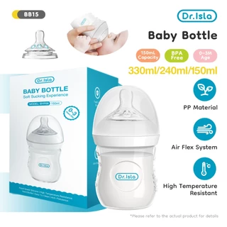 Dr.isla ขวดนม ขวดนมเด็ก ขวดนมคอกว้าง 5oz/8oz /11oz ป้องกันอากาศเข้า กันสำลัก PP15