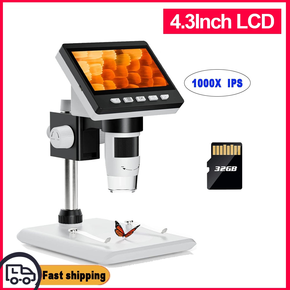 Elikliv EDM4 กล้องจุลทรรศน์เหรียญ 4.3" LCD Digital Microscope กล้องจุลทรรศน์ดิจิตอล  1000x, หน้าจอ I