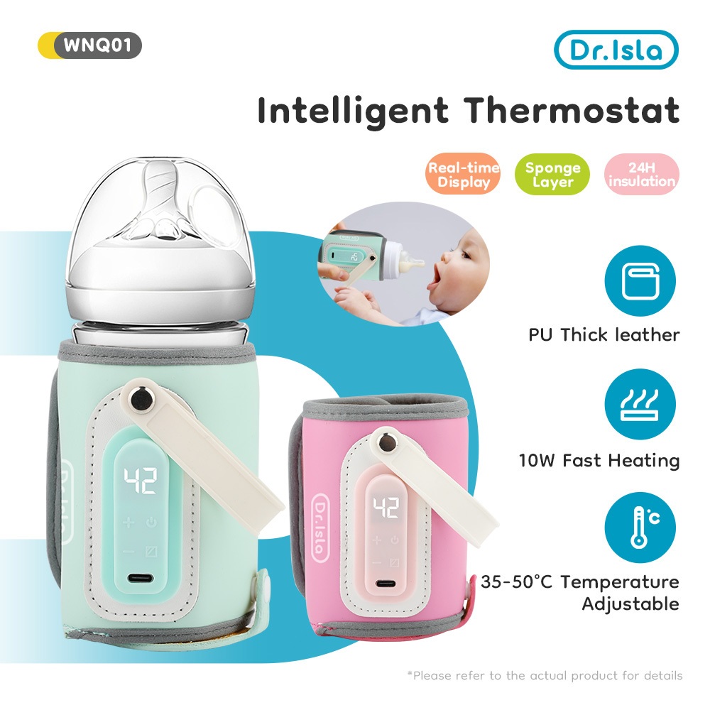 Dr.isla เครื่องอุ่นนม 20-50° ปรับความร้อนได้  LED ที่อุ่นนม ความร้อนแบบพกพา USB อุปกรณ์ที่อุ่นขวดนม WNQ01