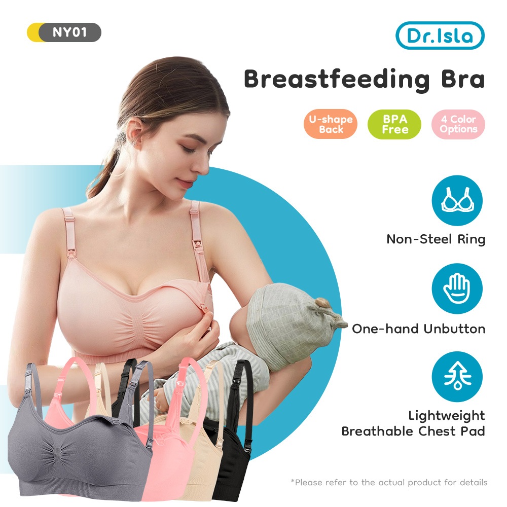 Dr.isla เสื้อในให้นม ใส่ปั๊มนมได้ เสื้อในคนท้อง สีพื้น ชุดชั้นในให้นม ระบายอากาศ สําหรับให้นมบุตรหญิงตั้งครรภ์ NY01