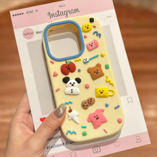 【Silicone soft case/ins style/bear】 เคส compatible for iphone 11 12 13 14 15 16 pro max case