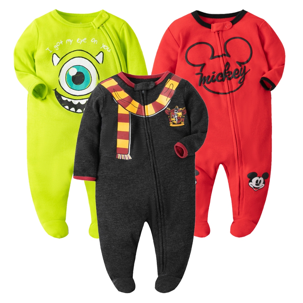 ทารกแรกเกิดเสื้อผ้าเด็กทารกการ์ตูนผ้าฝ้าย Footie Romper แขนยาวซิป Jumpsuit มาชุดแฟชั่น