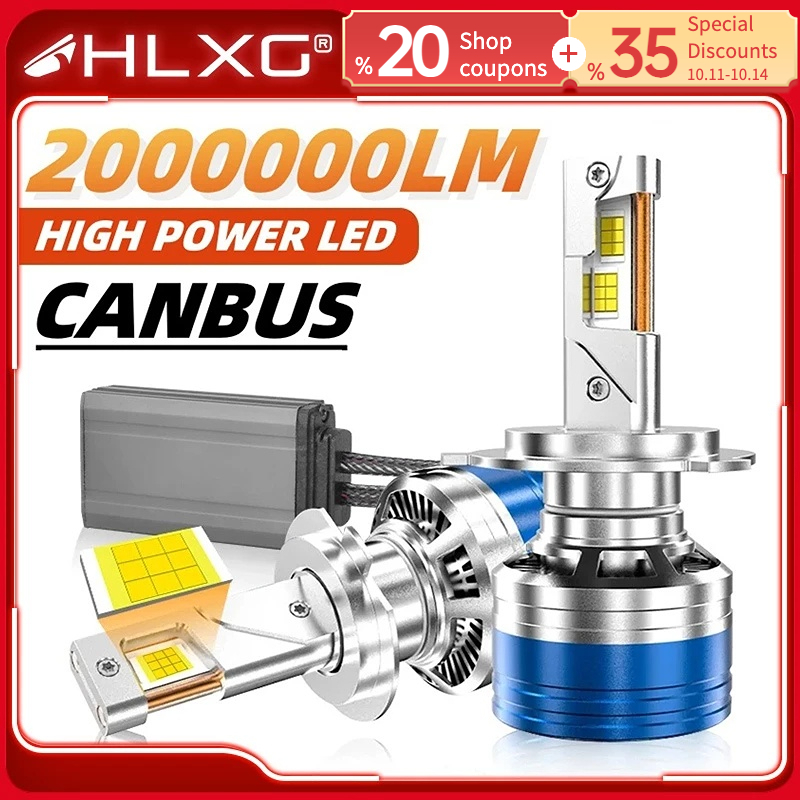 2ชิ้น H7 H4 H11 ไฟหน้ารถยนต์ LED 2000000LM พลังงานสูง 8580 CSP H1 H8 9005 HB3 9006 HB4 9012 HIR2 6000K