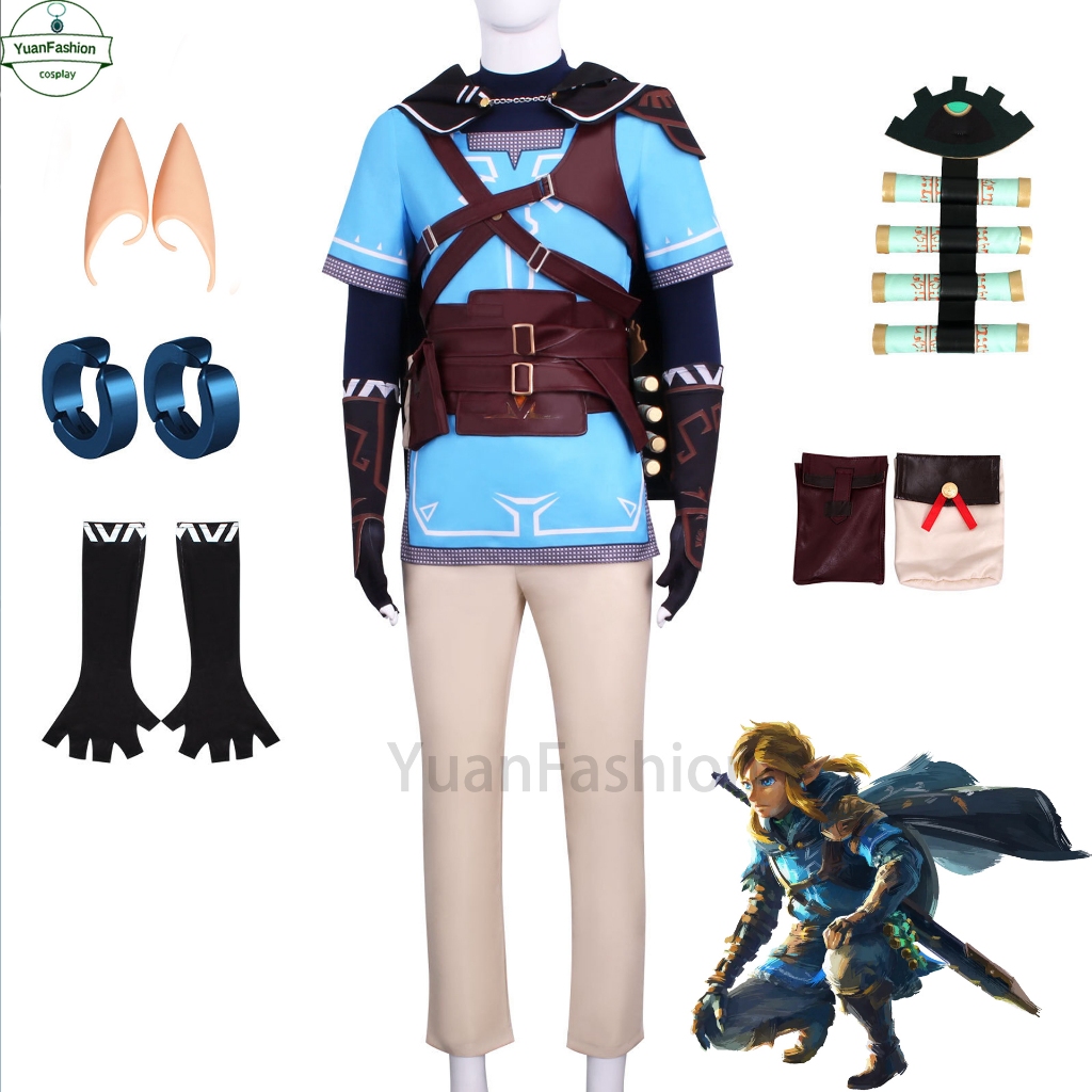 [คลังสินค้าพร้อม] The Legend of Zelda Tears of the Kingdom Link คอสเพลย์เสื้อผ้าเกม Zelda การฟื้นฟูที่สมบูรณ์แบบ