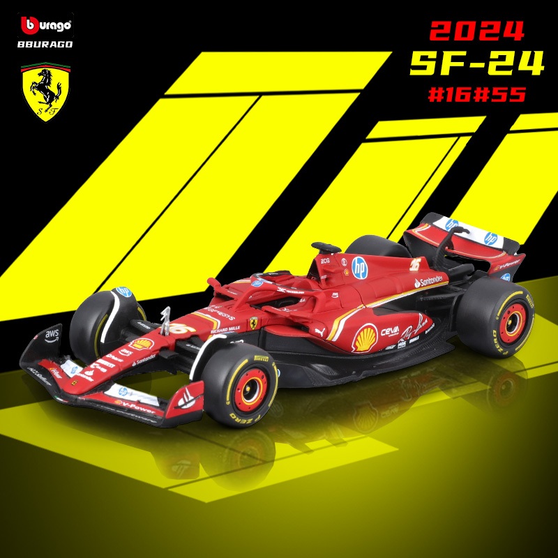 Bburago F1 1:43 Ferrari SF24 #16 ชาร์ลส์ เลเกอร์ส #55 Sainz Formula Alloy รถเหล็กโมเดลคอลเลกชันของขวัญ