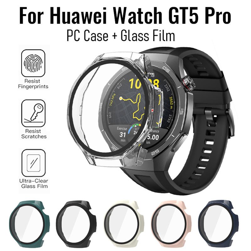 กรณียากพีซี + ฟิล์มแก้วป้องกันหน้าจอสําหรับหัวเว่ยนาฬิกา GT5 มือโปร 46มิลลิเมตรเต็มปกกรณีกรอบป้องกันกรณีสําหรับหัวเว่ย GT4 46มิลลิเมตร41มิลลิเมตรกรณี + ฟิล์มแก้วโปร